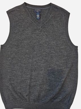 Banana Republic Charcoal Gray V-Neck Merino Wool Sweater Vest Size M